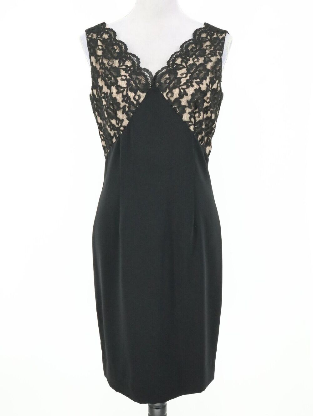 Maggy London Dress Womens 8 Black Lace Lined Back Zip Sleeveless Formal Wedding